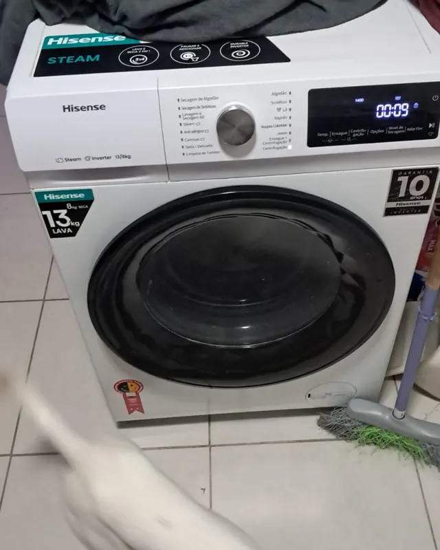 Lavadora frontal branca — serviço realizado pela J Ar Condicionado